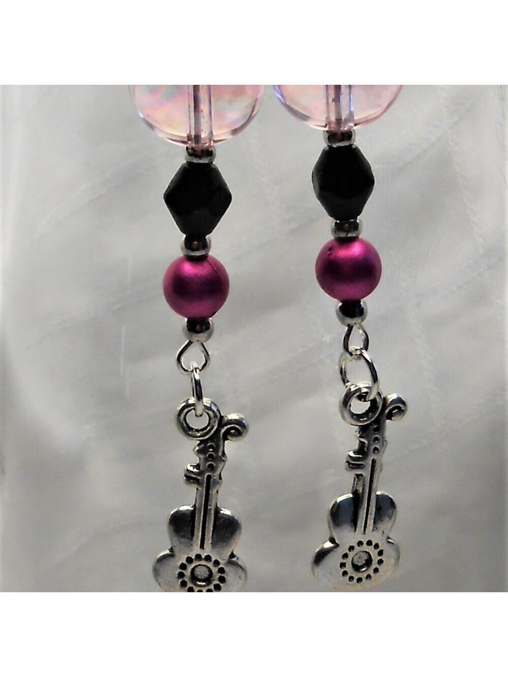No371 Handmade earrings with Tibetan silver charms and glass beads